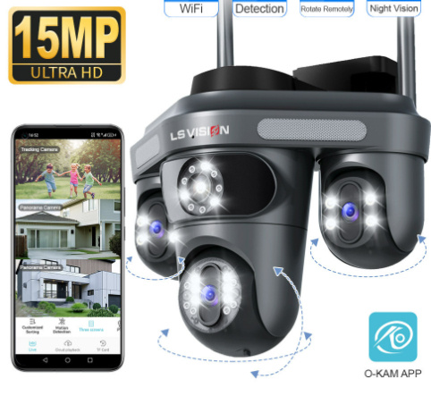 Three-screen APP-controlled Rotating 15 Million-pixel HD Camera