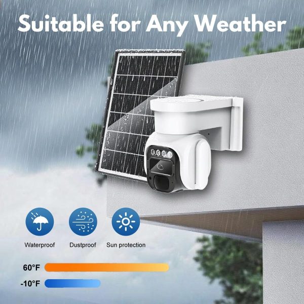 Cellular Security Camera Outdoor Wireless, No WiFi Needed Solar Powered 4G LTE Camera, 2K Color Night Vision, PIR Motion Sensor, 360 Live View, Two-Way Audio, SIM Card & SD Card Included