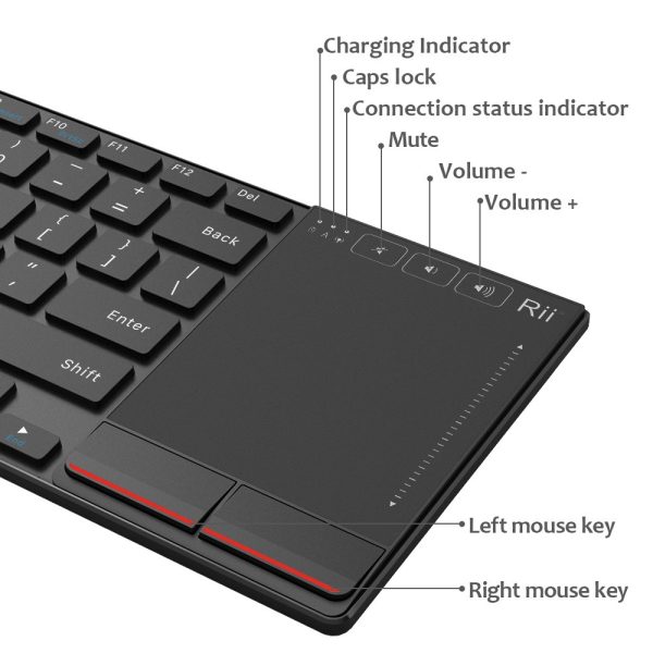 Rii K22BT Keyboard Wireless 24GHz Multimedia Keyboard GFSK