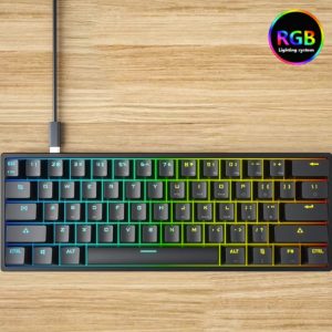 61-key Pluggable Mechanical Keyboard RGB Light Effect Computer Keyboard
